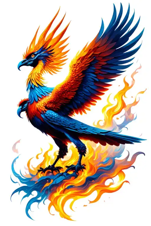 slim phoenix rising from the ashes symbolizing rebirth tattoo design idea