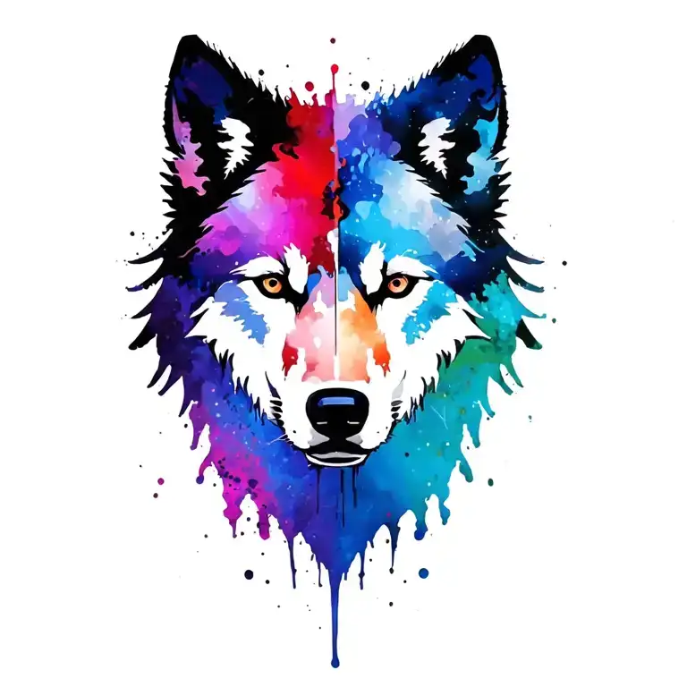 shadow wolf silhouette tattoo design idea