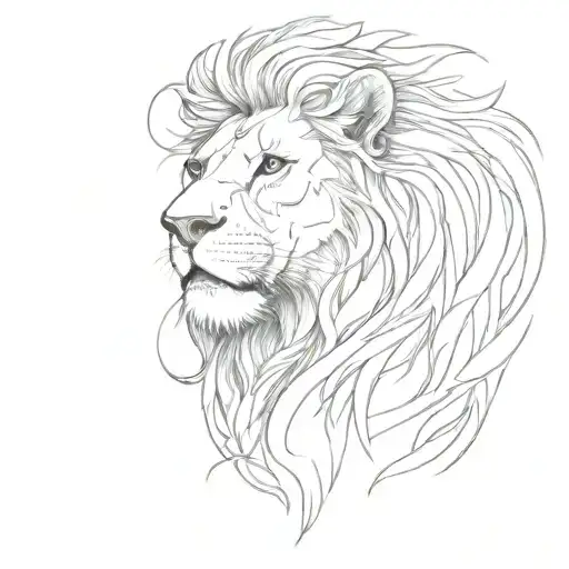 lion and fire flame strength and grace tattoo design idea