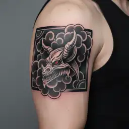 a simplistic yet cool, creepy and badass devil horns with wings tattoo design idea