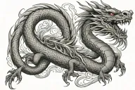 black Japan dragon with long body and without wings tattoo design idea