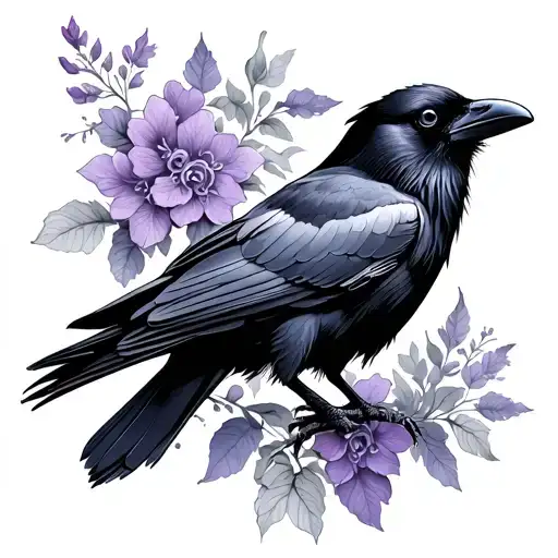 raven and lilac tattoo design idea