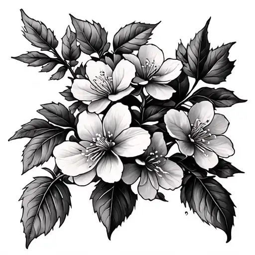 Slovakia Baroque Leafs Cherry Blossom tattoo design idea