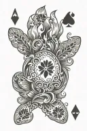 paw print playing card western tattoo design idea