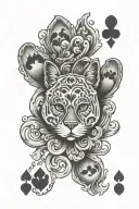 paw print playing card western tattoo design idea
