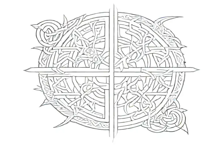band of elder Futhark runes bordered with simple Celtic knot  tattoo design idea