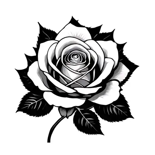 White and gray rose with hidden led zeppelin symbols tattoo design idea