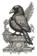 gothic raven sitting tattoo design idea