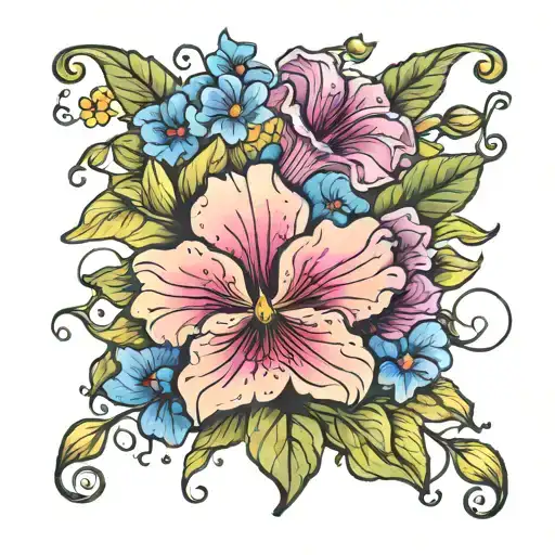 water color petunias tattoo design idea