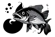 cute fish open mouth tattoo design idea
