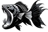 cute fish open mouth tattoo design idea