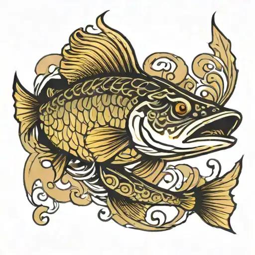 pike fish swimming, tattoo design idea