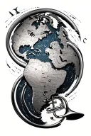 trombone world map inside tattoo design idea
