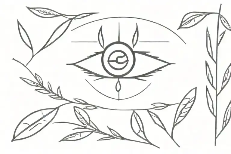 The third eye and olive branches shaped like tattoo design idea