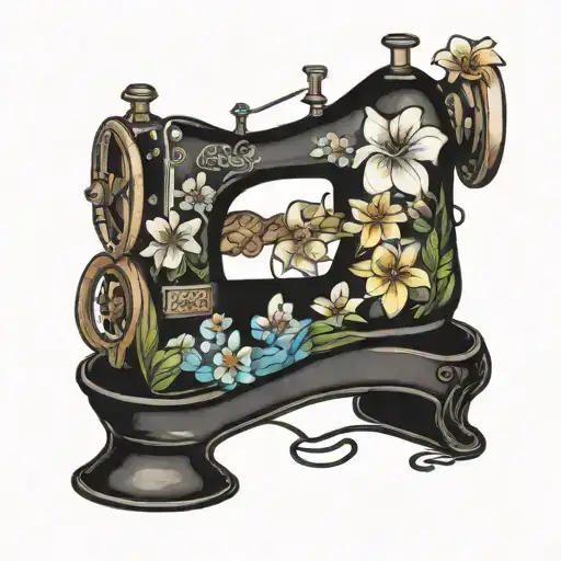 sewing machine hawaii  wave plumeria cushions chair tattoo design idea