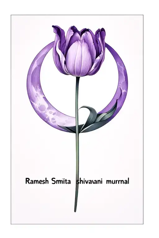 tulip purple moon name with Ramesh Smita shivani mrunal in Korean language tattoo design idea