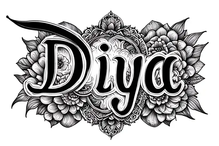 name tattoo "Diya" "different languages " "different styles" tattoo design idea