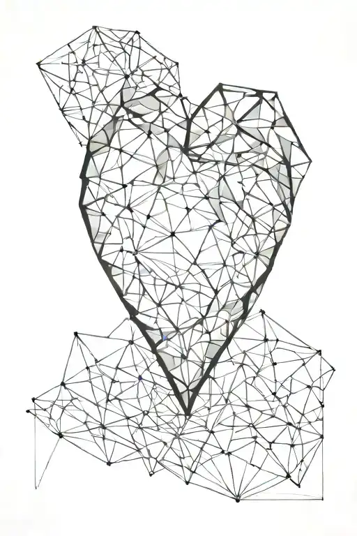 geometric stone heart turning to flesh tattoo design idea