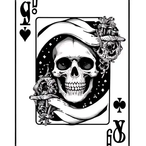 gambler skeleton tarot card tattoo design idea