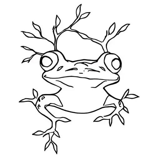 abstract tree toad using negative space tattoo design idea