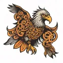 eagle with tantra symbols thunder medeina tattoo design idea