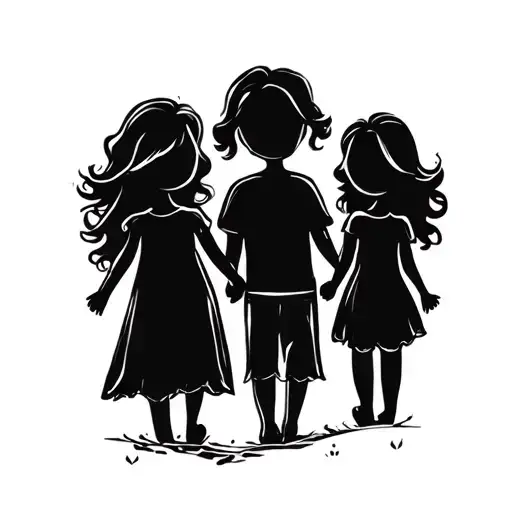 family holding hands tattoo design idea
