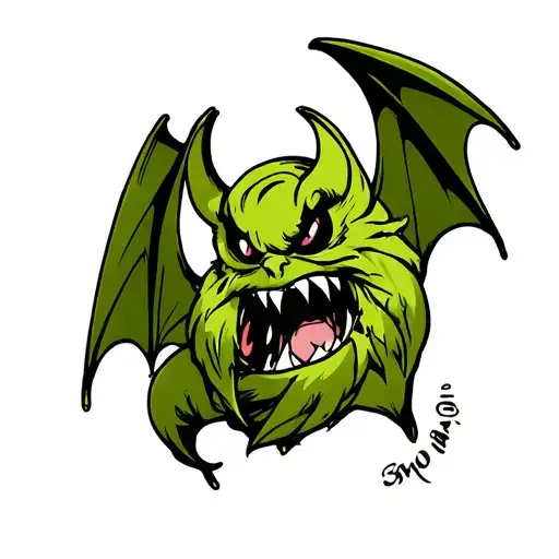 flying bat wrapped tattoo design idea