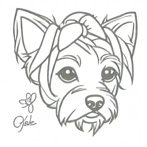 outline of yorkie ears outline tattoo design idea