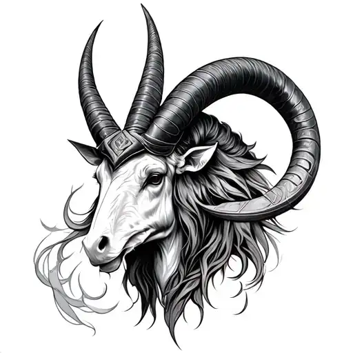 cool Capricorn tattoo design combining Norse mythology tattoo design idea