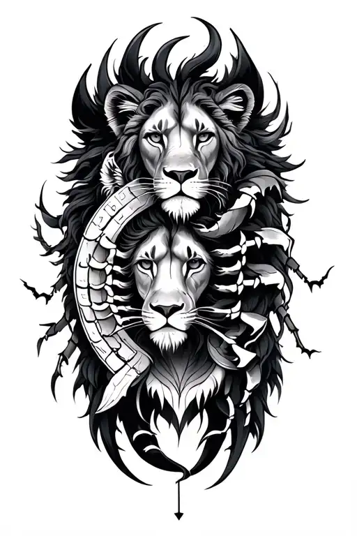 zodiac intertwined leo, libra and scorpio tattoo design idea