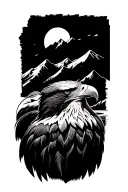 Eagle head mountain background black and white tattoo design idea