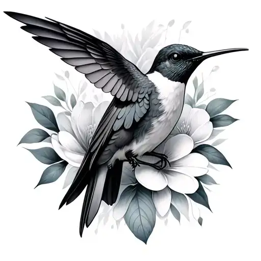 Black And White Hummingbird tattoo design idea