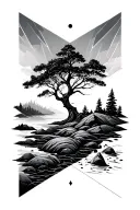 Geometric Nature scene tattoo design idea