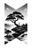 Geometric Nature scene tattoo design idea