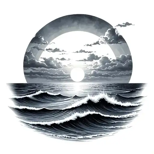 sunrise over ocean tattoo design idea