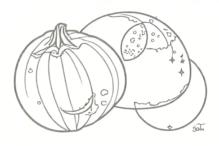 moon phase from 10/15/2024 inside pumpkin  tattoo design idea