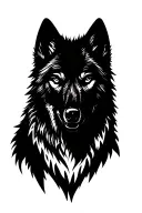 wolf and mountain tattoo design idea