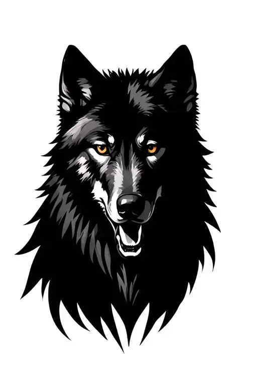 wolf and mountain tattoo design idea