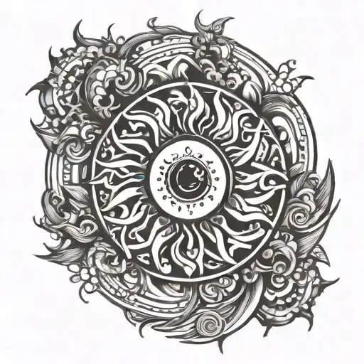 spiral sun shining tattoo design idea
