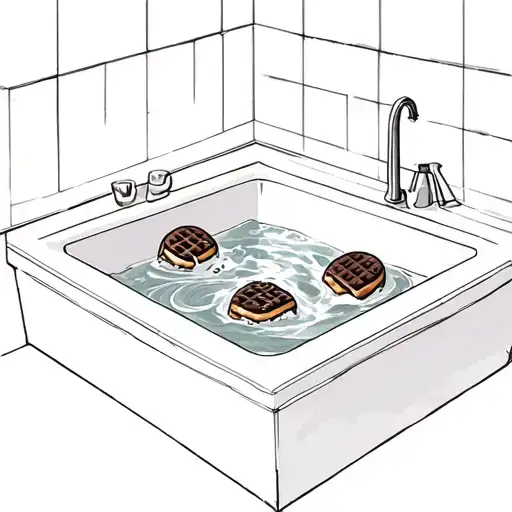 square jacuzzi tub with two chocolate waffles sitting inside tattoo design idea