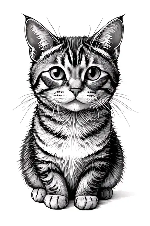 cat playing tattoo design idea