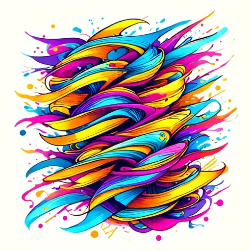 A vibrant abstract design inspired by the sound waves of music tattoo design idea