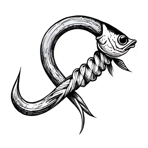 CANCER RIBBON ,FISHING HOOK tattoo design idea