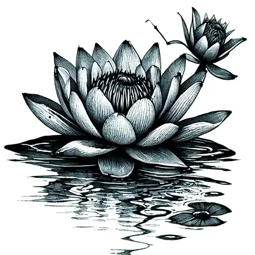 Water Lily Pisces tattoo design idea