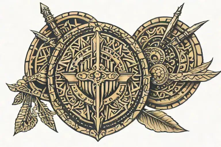 shaka zulu shield with spears tattoo design idea