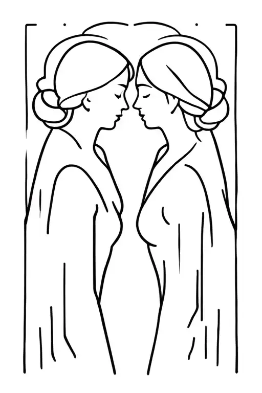 pride cape lesbian couple silhouettes intertwined tattoo design idea