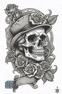 dice cards skull rose tattoo design idea