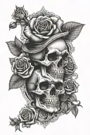 dice cards skull rose tattoo design idea