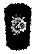 shattered clock face flowers symbolizing strength and resilience tattoo design idea