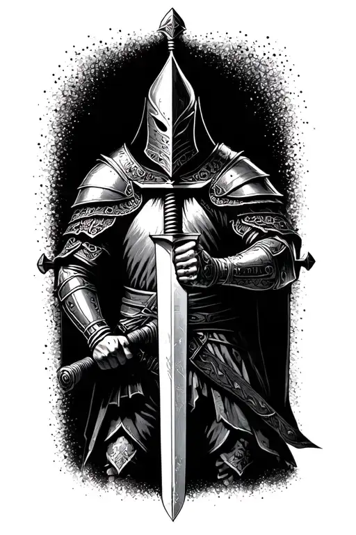 knight holding a sword tattoo design idea
